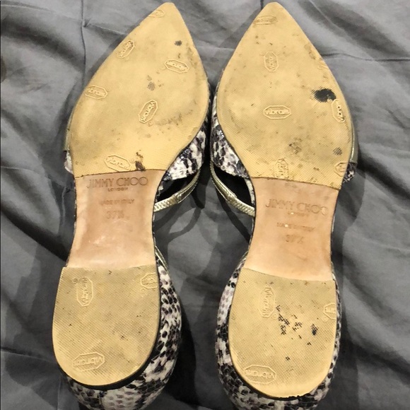Jimmy Choo Gold and Snake Print flats - Picture 4 of 4